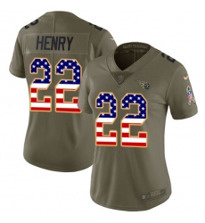 Women's Nike Tennessee Titans #22 Derrick Henry Limited Olive/USA Flag 2017 Salute to Service NFL Jersey Women's Nike Tennessee Titans #22 Derrick Henry Limited Olive/USA Flag 2017 Salute to Service NFL Jersey