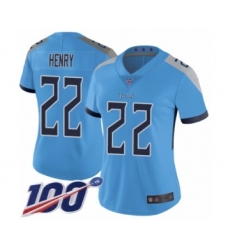 Women's Tennessee Titans #22 Derrick Henry Light Blue Alternate Vapor Untouchable Limited Player 100th Season Football Jersey Women's Tennessee Titans #22 Derrick Henry Light Blue Alternate Vapor Untouchable Limited Player 100th Season Football Jersey
