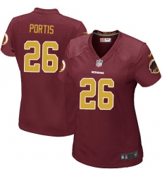 Women's Nike Washington Redskins #26 Clinton Portis Game Burgundy Red/Gold Number Alternate 80TH Anniversary NFL Jersey