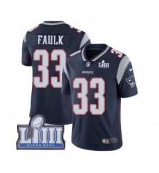 Men's Nike New England Patriots #33 Kevin Faulk Navy Blue Team Color Vapor Untouchable Limited Player Super Bowl LIII Bound NFL Jersey