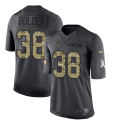Men's Nike New England Patriots #38 Brandon Bolden Limited Black 2016 Salute to Service NFL Jersey