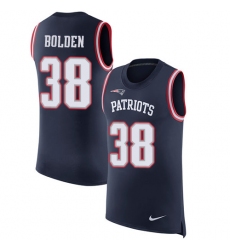Men's Nike New England Patriots #38 Brandon Bolden Limited Navy Blue Rush Player Name & Number Tank Top NFL Jersey
