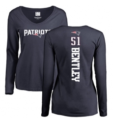 NFL Women's Nike New England Patriots #51 Ja'Whaun Bentley Navy Blue Backer Slim Fit Long Sleeve T-Shirt