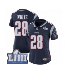 Women's Nike New England Patriots #28 James White Navy Blue Team Color Vapor Untouchable Limited Player Super Bowl LIII Bound NFL Jersey