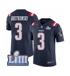 Men's Nike New England Patriots #3 Stephen Gostkowski Limited Navy Blue Rush Vapor Untouchable Super Bowl LIII Bound NFL Jersey