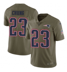 Men's Nike New England Patriots #23 Patrick Chung Limited Olive 2017 Salute to Service NFL Jersey