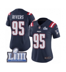 Women's Nike New England Patriots #95 Derek Rivers Limited Navy Blue Rush Vapor Untouchable Super Bowl LIII Bound NFL Jersey