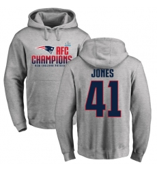 Nike New England Patriots #41 Cyrus Jones Heather Gray 2017 AFC Champions Pullover Hoodie