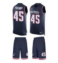 Men's Nike New England Patriots #45 Donald Trump Limited Navy Blue Tank Top Suit NFL Jersey