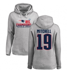 Women's Nike New England Patriots #19 Malcolm Mitchell Heather Gray 2017 AFC Champions Pullover Hoodie