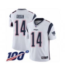 Men's New England Patriots #14 Steve Grogan White Vapor Untouchable Limited Player 100th Season Football Jersey