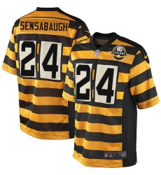 Men's Nike Pittsburgh Steelers #24 Coty Sensabaugh Game Yellow/Black Alternate 80TH Anniversary Throwback NFL Jersey