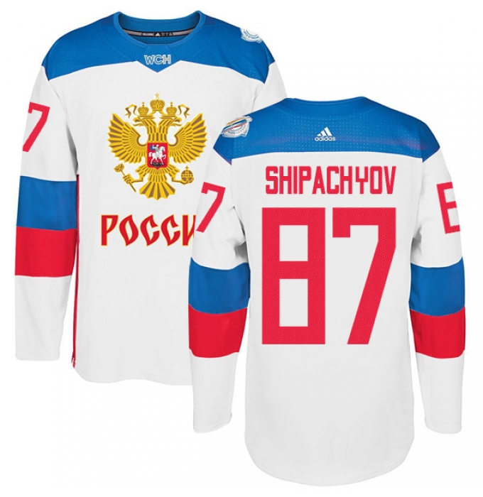 Men's Adidas Team Russia #87 Vadim Shipachyov Authentic White Home 2016 World Cup of Hockey Jersey
