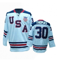 Men's Nike Team USA #30 Tim Thomas Premier White 1960 Throwback Olympic Hockey Jersey
