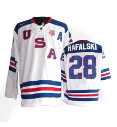 Men's Nike Team USA #28 Brian Rafalski Premier White 1960 Throwback Olympic Hockey Jersey