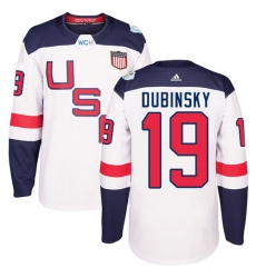 Men's Adidas Team USA #19 Brandon Dubinsky Premier White Home 2016 World Cup Ice Hockey Jersey