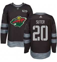 Men's Adidas Minnesota Wild #20 Ryan Suter Premier Black 1917-2017 100th Anniversary NHL Jersey