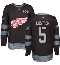Men's Adidas Detroit Red Wings #5 Nicklas Lidstrom Premier Black 1917-2017 100th Anniversary NHL Jersey