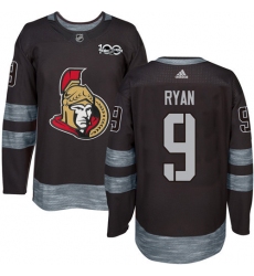 Men's Adidas Ottawa Senators #9 Bobby Ryan Authentic Black 1917-2017 100th Anniversary NHL Jersey