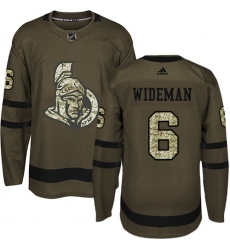 Men's Adidas Ottawa Senators #6 Chris Wideman Authentic Green Salute to Service NHL Jersey