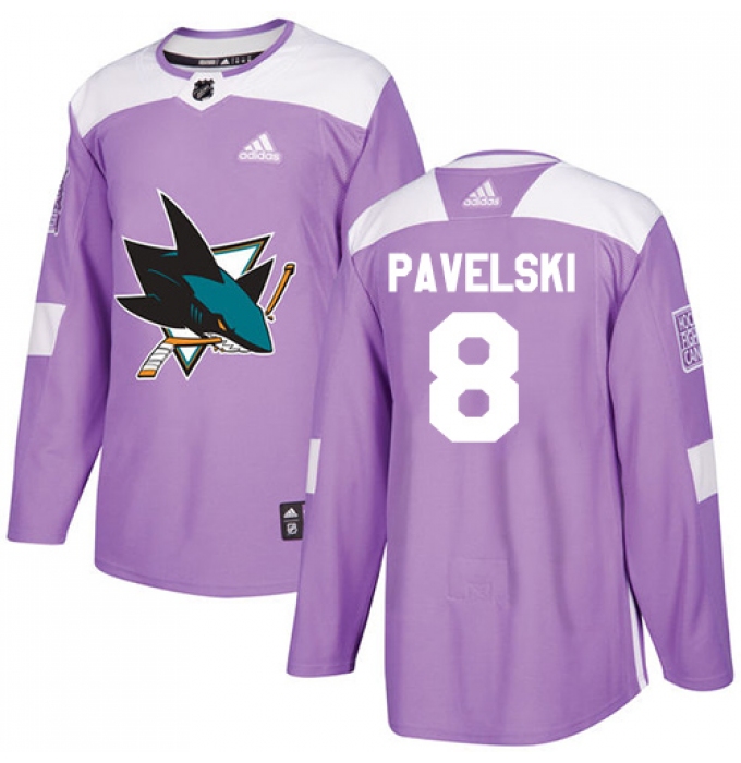 Youth Adidas San Jose Sharks #8 Joe Pavelski Authentic Purple Fights Cancer Practice NHL Jersey