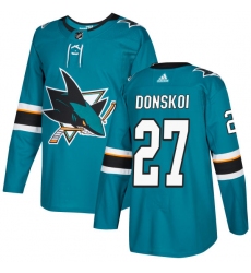Men's Adidas San Jose Sharks #27 Joonas Donskoi Premier Teal Green Home NHL Jersey