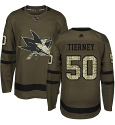 Men's Adidas San Jose Sharks #50 Chris Tierney Authentic Green Salute to Service NHL Jersey