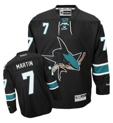 Youth Reebok San Jose Sharks #7 Paul Martin Premier Black Third NHL Jersey