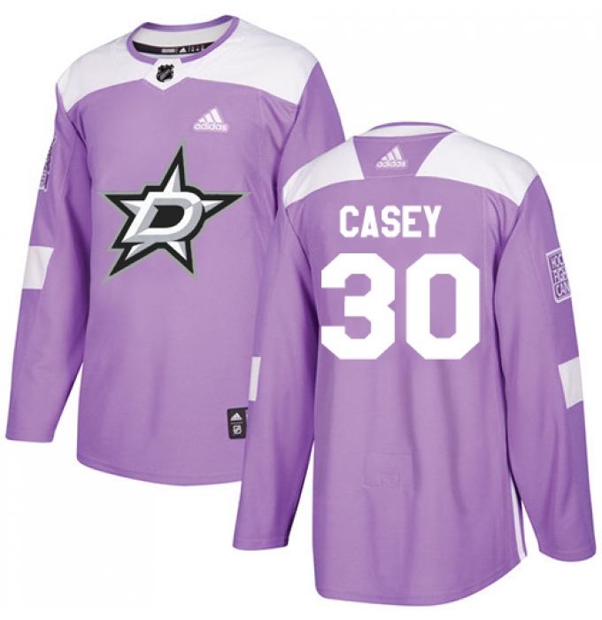Men's Adidas Dallas Stars #30 Jon Casey Authentic Purple Fights Cancer Practice NHL Jersey