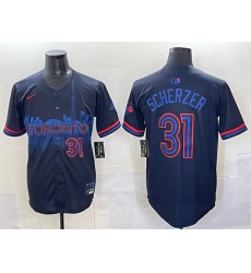 Men's Toronto Blue Jays #31 Max Scherzer Navy 2024 City Connect Limited Stitched Baseball Jersey
