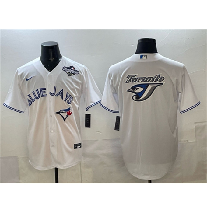 Men's Toronto Blue Jays Team Big Logo White 2025 World Series Home Cool Base Stitched Baseball Jersey