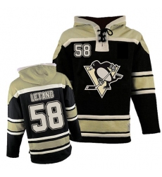 Men's Old Time Hockey Pittsburgh Penguins #58 Kris Letang Premier Black Sawyer Hooded Sweatshirt NHL Jersey