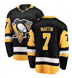 Men's Pittsburgh Penguins #7 Paul Martin Fanatics Branded Black Home Breakaway NHL Jersey