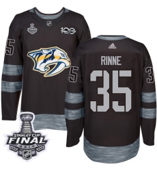 Men's Adidas Nashville Predators #35 Pekka Rinne Premier Black 1917-2017 100th Anniversary 2017 Stanley Cup Final NHL Jersey