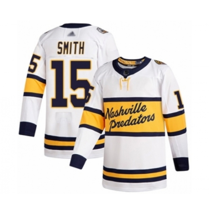 Men's Nashville Predators #15 Craig Smith Authentic White 2020 Winter Classic Hockey Jersey