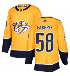 Men's Adidas Nashville Predators #58 Dante Fabbro Premier Gold Home NHL Jersey