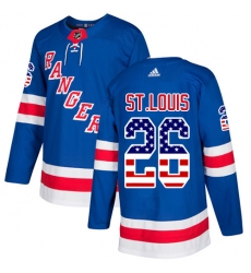 Men's Adidas New York Rangers #26 Martin St. Louis Authentic Royal Blue USA Flag Fashion NHL Jersey