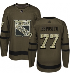 Youth Adidas New York Rangers #77 Phil Esposito Authentic Green Salute to Service NHL Jersey