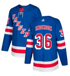 Youth Adidas New York Rangers #36 Glenn Anderson Premier Royal Blue Home NHL Jersey