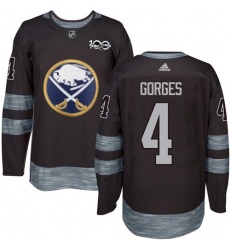 Men's Adidas Buffalo Sabres #4 Josh Gorges Premier Black 1917-2017 100th Anniversary NHL Jersey
