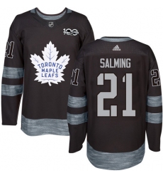 Men's Adidas Toronto Maple Leafs #21 Borje Salming Authentic Black 1917-2017 100th Anniversary NHL Jersey