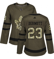 Women's Adidas Toronto Maple Leafs #23 Travis Dermott Authentic Green Salute to Service NHL Jersey