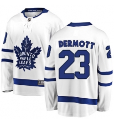 Youth Toronto Maple Leafs #23 Travis Dermott Authentic White Away Fanatics Branded Breakaway NHL Jersey