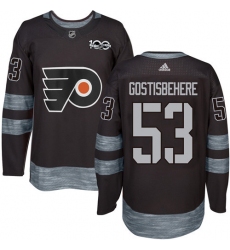 Men's Adidas Philadelphia Flyers #53 Shayne Gostisbehere Premier Black 1917-2017 100th Anniversary NHL Jersey