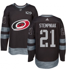 Men's Adidas Carolina Hurricanes #21 Lee Stempniak Premier Black 1917-2017 100th Anniversary NHL Jersey