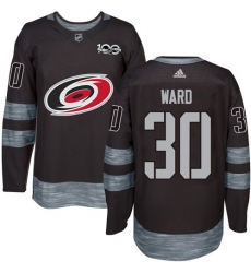Men's Adidas Carolina Hurricanes #30 Cam Ward Premier Black 1917-2017 100th Anniversary NHL Jersey