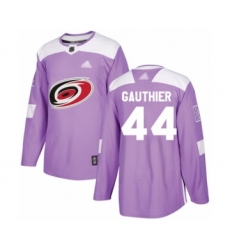 Youth Carolina Hurricanes #44 Julien Gauthier Authentic Purple Fights Cancer Practice Hockey Jersey