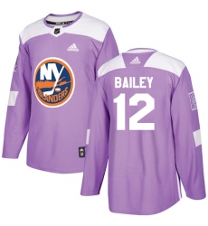 Men's Adidas New York Islanders #12 Josh Bailey Authentic Purple Fights Cancer Practice NHL Jersey