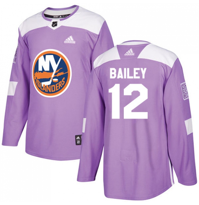 Men's Adidas New York Islanders #12 Josh Bailey Authentic Purple Fights Cancer Practice NHL Jersey