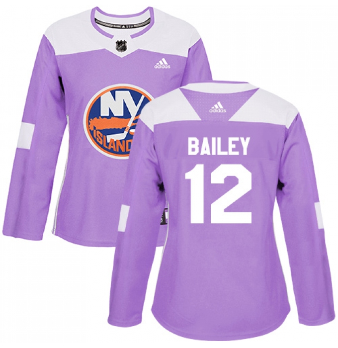 Women's Adidas New York Islanders #12 Josh Bailey Authentic Purple Fights Cancer Practice NHL Jersey